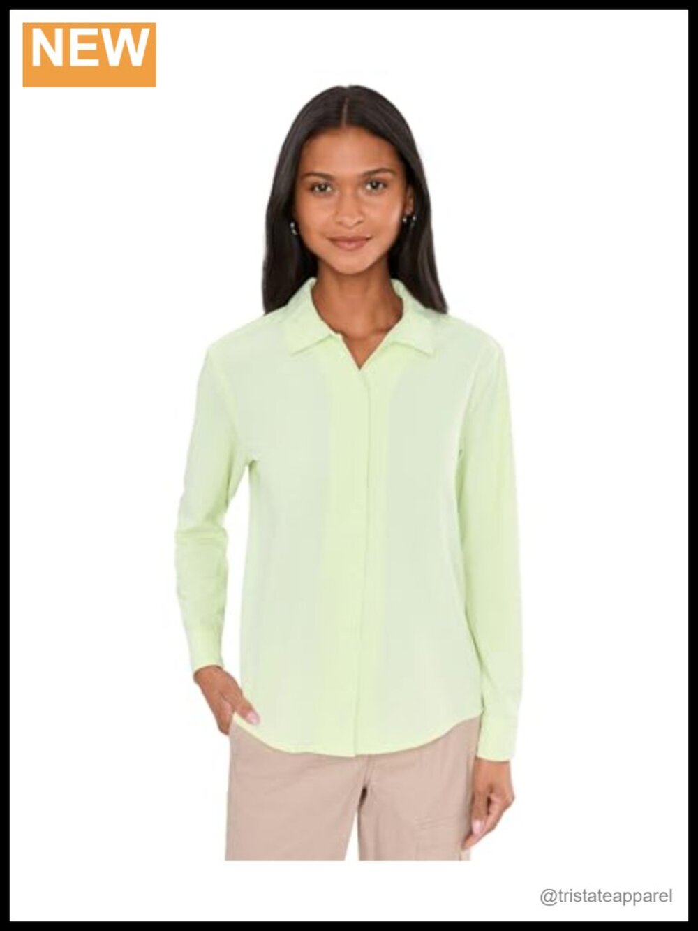 Women's Long Sleeve Sun Shirt - Recycled Polyester Collared Snap Button Blouse
